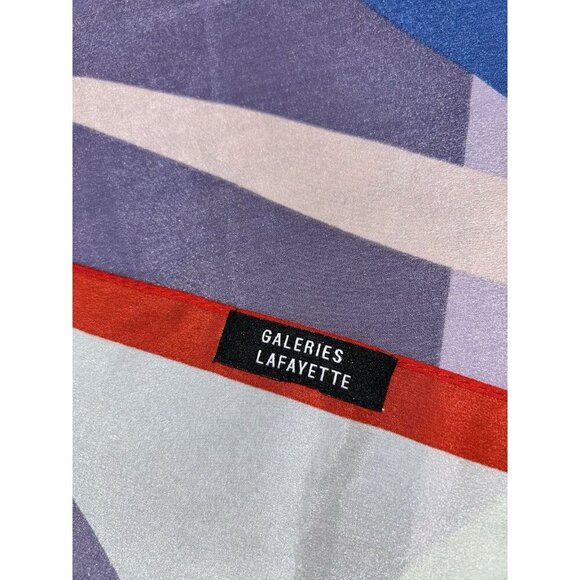 Galeries Lafayette Scarf Vibrant Botanical Abstract Print Size 51" x 51" French - Picture 3 of 3